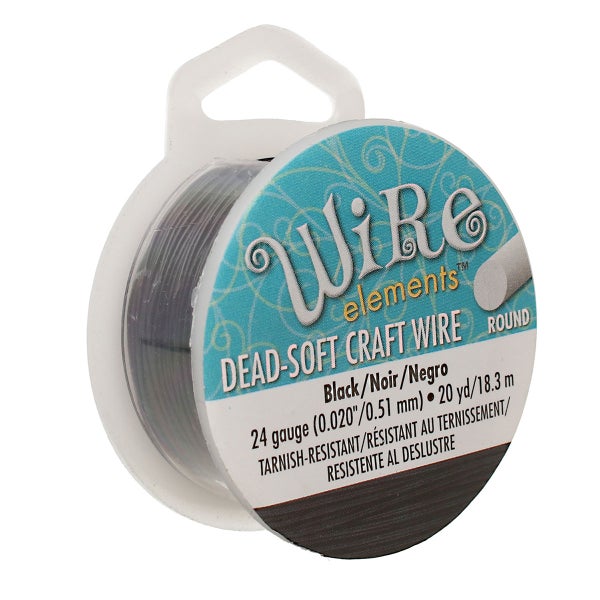 Craft Wire, musta, pehme&auml; kuparilanka 0,5 mm [24GA, Black] 18 m