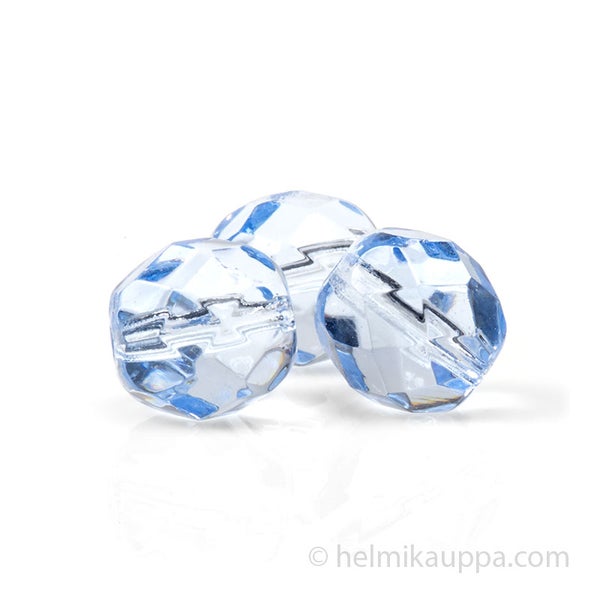 Lasihelmi, fasettihiottu, py&ouml;re&auml;, 6 mm, vaalea safiirinsininen [light sapphire blue], 50 kpl
