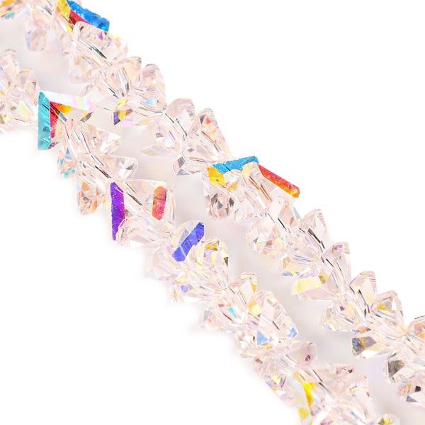 Lasihelmi, fasettihiottu kolmio (triangle), 6 x 6 x 3,5 mm, vaaleanpunainen [ rose ab], 85 kpl