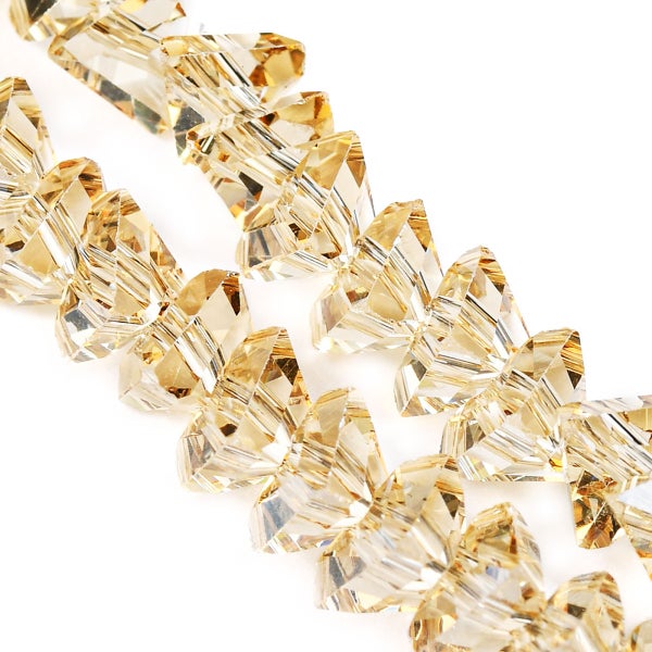 Lasihelmi, fasettihiottu kolmio (triangle), 6 x 6 x 3,5 mm, kiiltopinta vaalea kulta [luster golden shamppange], 85 kpl