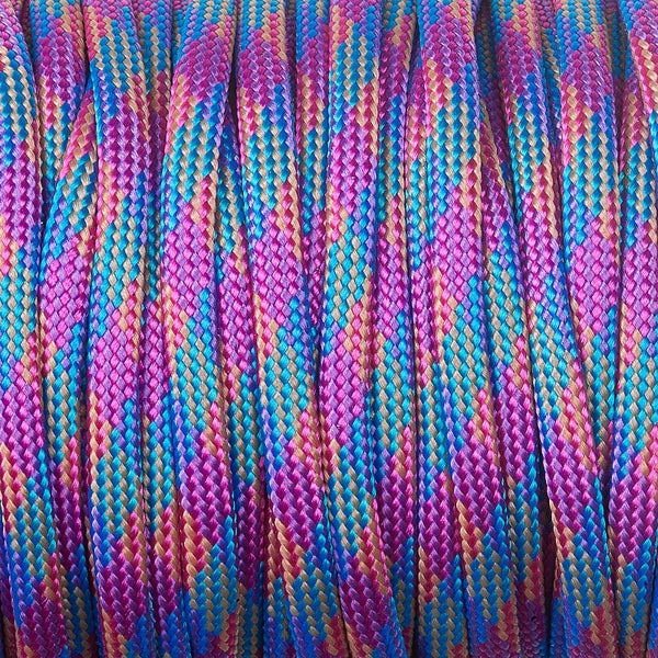 Paracord 4 mm lila-pinkki-turkoosi [purple-pink-turquoise], 5 m